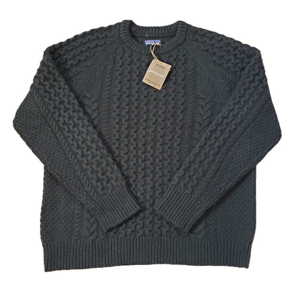 NWT Patagonia Cable Knit Wool Blend Mens L Womens XL Dark Green Unisex Sweater